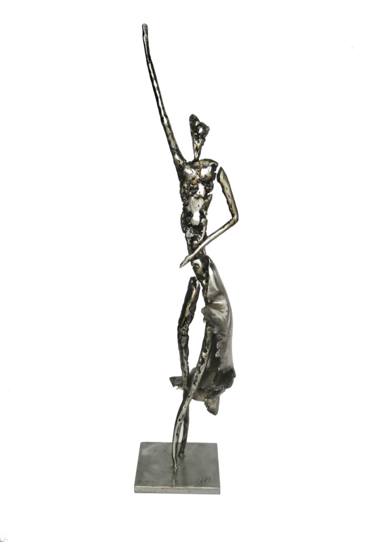 sculpture Flamenco métal cuivre inox patiné vernis