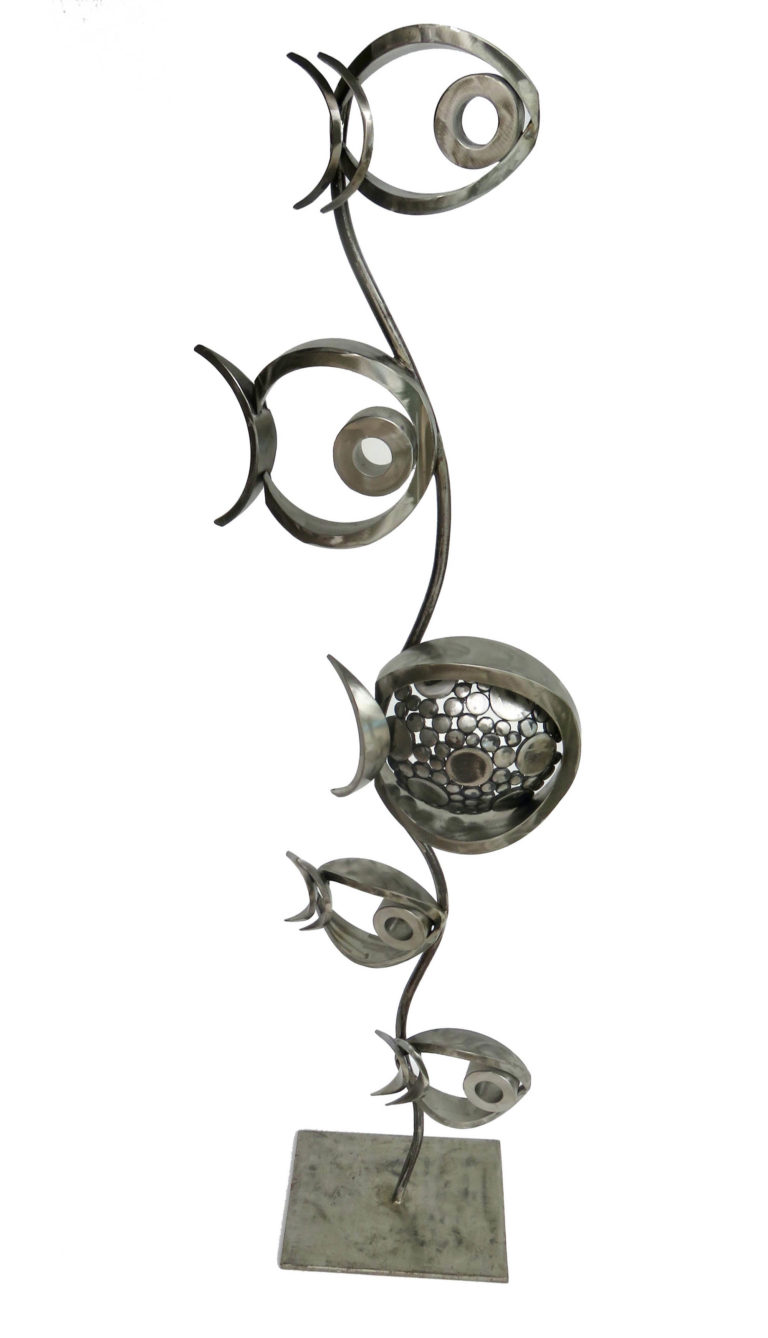 sculpture Petits Poissons métal inox